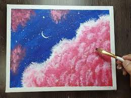 رسم غيوم وردية بالالوان الاكريليك رسم بالالوان الاكريليك سهل للمبتدئين youtube painting art acrylic painting