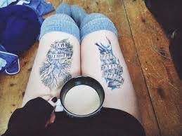 I got a ptv tattoo but my phone wont let me post any pictures :(email it to piercetheveiltattoos@gmail.com and one of your social media accounts for me to link it to!! Pierce The Veil Tattoo Idea Thigh Tattoo Pinterest Tattoo Ideas Tattoos
