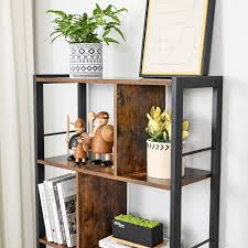 Cette etagere metal industriel dans un style industriel, est un meuble 1,8 m 5 niveaux robuste étagère en métal industriel smart. Etagere De Rangement Rush Bibliotheque A 4 Niveaux Grand Structure Stable En Acier Style Industriel Marron