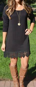 Lace Trim Tunic Dress I Like Basic Pieces Like This With An Interesting Detail Like The Lace Trim Cute Dresses Fashion Casual Dresses
