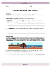 It was once believed that heat from the earth's core caused convection currents in the mantle and that these currents slowly moved the crust around. Plate Tectonics Gizmo Explorelearning Pdf Assessment Questions Print Page Questions Answers 1 What Kind Of Boundary Is Shown In The Image Below A Course Hero