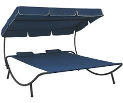 Kaufen sie das beste und neueste liege garten auf banggood.com und bieten sie die qualität liege garten zum verkauf mit weltweit kostenlosem versand an. Vidaxl Garten Liege Mit Sonnendach Und Kissen Blau 313523 Ab 110 99 Preisvergleich Bei Idealo De