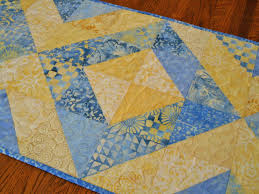 Blue And Yellow Quilted Table Runner Spring Table Decor Summer Table Runner Bedroom Dresser Runn In 2020 Spring Table Decor Quilted Table Runner Summer Table Runner