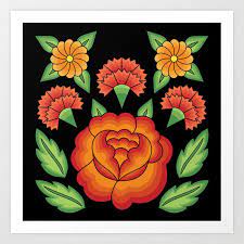 Some historians say it was president lazaro cardenas who asked rivera to create the paintings and others say frida kahlo, his wife, loved calla lilies. Mexican Folk Pattern Tehuantepec Huipil Flower Embroidery Art Print By Patterns Journey Society6