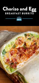 Breakfast Burrito With Scrambled Egg Chorizo And Refried Beans Recipe Recipe Breakfast Burritos Recipe Recipes Mexican Breakfast Recipes