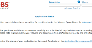 astronaut candidate application submitted
