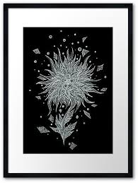 Black And White Flower Prints In Frames Geometric Flower White On Black Framed Art Print Geometric Flower Framed Prints Print Artist