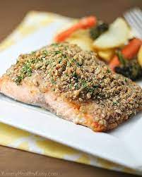 Serve with steamed veggies for a perfectly rounded meal. Pecan Crusted Honey Mustard Salmon Yummy Healthy Easy