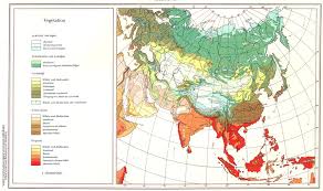Details About Asia Asien Vegetation 1958 Old Vintage Map Plan Chart