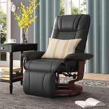 Giantex recliner chair w/ottoman, 360 degree swivel pu leather chair w/footrest, lounge armchair w/overstuffed padded seat and leather wrapped base, for home office living room (brown) 4.4 out of 5 stars. Winston Porter Wilde 30 75 Wide Faux Leather Manual Swivel Ergonomic Recliner Reviews Wayfair