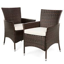 Furniture piece campbell rattan wicker stained dining chair (set of 2) ► 4. Buy Best Choice Products Set Of 2 Modern Contemporary Wicker Patio Furniture Dining Chairs For Backyard Poolside Garden W Water Resistant Cushions Handwoven Fade Resistant Brown Online In Indonesia B074phjq5d