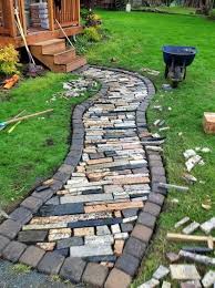Walkway Using Recycled Counter Top Granite Scrap Outdoor Path Garden Pathway Backyard