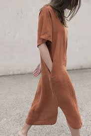 Black Crane Linen Long Dress In Brick Long Linen Dress Fashion Style