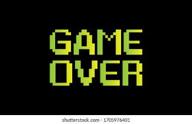 By extension, a phrase used to describe a situation that has failed or is likely to fail. Pixel Game Over 8bit Pixel Game Stock Vector Royalty Free 1705976401