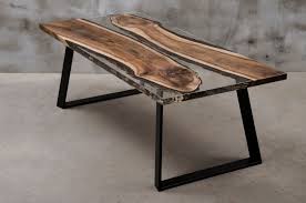 Personalised Epoxy Table Made Of Two Walnut Slabs Crystal Transparent Uv Resin Table Live Egde Table For Modern Living Room Modern Style In 2020 Burled Wood Coffee Table Coffee Table Resin Table