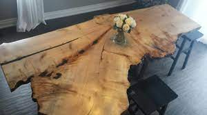 Curly Maple Live Edge Table Wood Slab Tables Live Edge Furniture Wood Slabs Tree Green Team Custom Furniture Live Edge Boardroom Table On Wood Slab Table