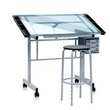 Save On Discount Studio Designs Vision Drafting Table Center With Stool Tiltable Glass Top More At Utrecht Drafting Table Glass Table Set Table Centers