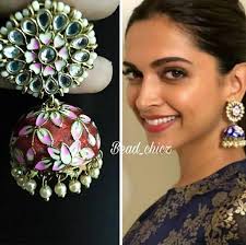 Deepika Fame Meenakari Jhumka With Kundan Stone And Floral Enamel Pattern Deepikapadukone Accessories Earri Kundan Earrings Earrings Enamel Jewelry