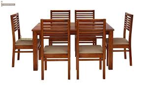 Buy Florin 6 Seater Dining Table With Chairs Honey Finish Online In India Wooden Street In 2020 6 Seater Dining Table Wooden Dining Chairs Dining Table Chairs