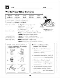 Hurt when the stove is on high it gets really _____. Words From Other Cultures Grade 5 Vocabulary Printable Skills Sheets