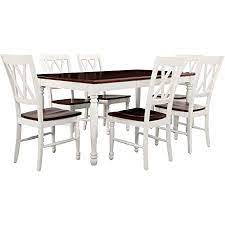 From modern oak to pearly white finishes we carry a wide selection of tables and chairs to suit nearly any style. Amazon Com Crosley Furniture Shelby Dining Table Set With Extension Leaf 7 Piece 6 Chairs Distressed White Table Chair Sets