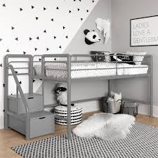 The frame is of silver color, while the desk is treated with shinning black color. Dhp Junior Metal Loft Bed With Storage Steps Twin Size Silver Gray Walmart Com Walmart Com