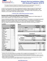 Undergraduate degrees in malaysia, as in much of the world, follow the bachelor of arts (ba) and bachelor of there is also a wide choice of graduate programs including master's degrees and research phd studies available at malaysian universities. Hispanic Serving Institutions Hsis With Graduate Programs 2018 2019 Excelencia In Education