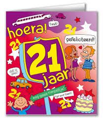 Wenskaart 21 Jaar Slingers En Ballonnen Feestartikelen