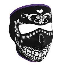 Zanheadgear Neoprene Full Mask With Highway Honey Muerte Rhinestones Design Multi Color One Size Neoprene Face Mask Rhinestone Designs Biker Girl