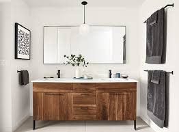 Makeup tables make for a leaner bathroom vanity copper cove encore 86 double bathroom vanity set in bright white with makeup table 301 v86 bw du 3car from james martin furniture in a large master bathroom it can be easy to overload on the cabinetry. Design Your Own Modern Vanity