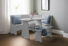 Corner bench table gray padding white top. Corner Bench Table Chair Sets For Sale Ebay