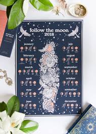 Follow The Moon 2018 Lunar Calendar By Raychponygold Aus Nz Southern Hemisphere Version Pictured Illustration Draw Lunar Calendar Lunar Witch Calendar