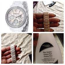 I Used Pure Acetone Nail Polish Remover To Clean My White Ceramic Michael Kors Watch I Had My Watch For Years And It Pure Products Acetone Michael Kors Watch