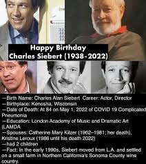 March 9: Happy Birthday Charles Siebert (1938-2022) #charlessiebert #actor  #happybirthday #MarchBirthdays #March #biography #trivia #Information