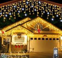 Christmas Decorations 2025 Street Garland On The House Outdoor Festoon Led  Icicle Curtain Lights 4M(W)*0.6M(H) White Flash Fairy - AliExpress
