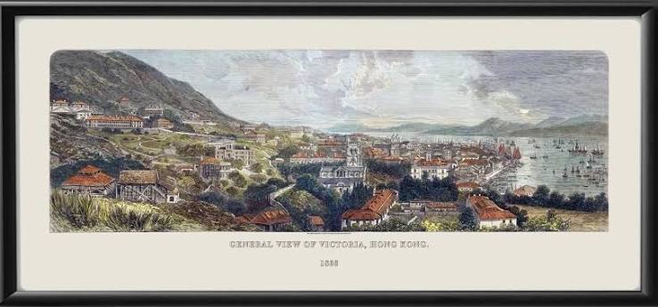 Victoria Hong Kong China 1866 - Restored Bird's Eye View - Vintage City Maps