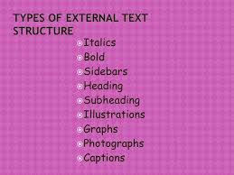 Tips for teaching text structure for nonfiction upper. Introduction To External Text Structures Ppt Download