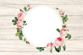 Download Premium Vector Of Floral Round Frame On A Wooden Background Flower Frame Flower Illustration Round Frame