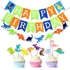 Free delivery and returns on ebay plus items for plus members. Buy Watinc 32 Pack Dinosaur Birthday Banner And Cake Topper For Kids Birthday Party Decorations Colorful Felt Banner For Diy Dinosaur Party Supplies And Favors Jungle Jurassic Garland Photo Props Online In