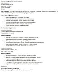 sample custodian resume templates in ms