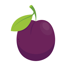 Prunes cartoon vector. symbol. logo design. Fresh plum with green leaf in  cartoon style. Vector whole and parts sweet plum isolated on a white  background. 15846018 Vector Art at Vecteezy