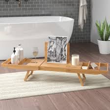 Bathtub tray with wine holder| wood bath caddy| custom bath . Ebern Designs Beliveau Bamboo Bathtub Caddy Tray Reviews Wayfair Ca