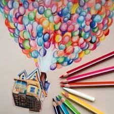 Up Art And Drawing Image Colorful Drawings Cool Drawings Color Pencil Sketch