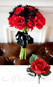 Red Rose Wedding Flower Bouquet And Boutonniere Redrosewedding Redwedding Gothicwedding A Red Bouquet Wedding Red Rose Wedding Silk Flower Wedding Bouquet