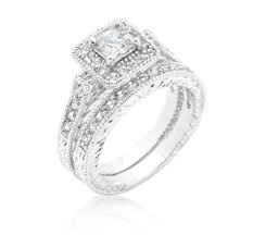 The bridal rings are finely crafted of gleaming 925. Chiara Princess Cut Halo Engagement And Wedding Ring Set 2 2ct Beloved Sparkles
