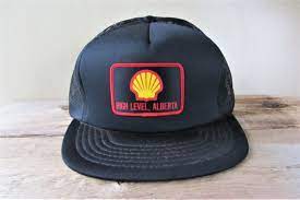 Shell High Level Alberta Original Vintage 80s Black Mesh Etsy Vintage Cap Black Mesh Vintage Trucker Hats