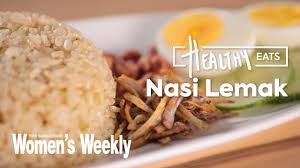 32% fat, 57% carbs, 11% protein. How To Make Nasi Lemak 398 Calorie Healthy Eats Youtube
