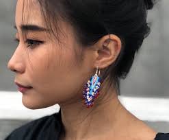 羽毛形吊珠純銀耳環耳夾That's Y｜耳環/耳夾/耳骨夾人氣榜- Pinkoi