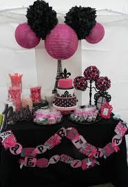 Black And White Birthday Party Decoration Ideas Black White Pink Paris Little Girl Birthday Party Set Up Paris Birthday Parties Paris Party Paris Theme Party