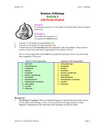 If you have to create a 3d model. Science 10 Biology Activity 4 Cell Poster Project Purpose